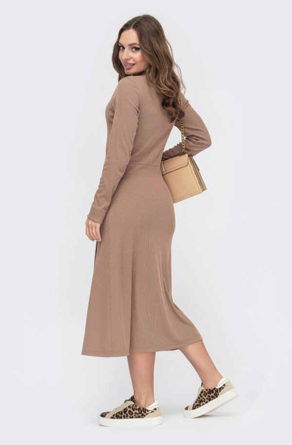 Плаття бежеве з фактурного трикотажу | 78231