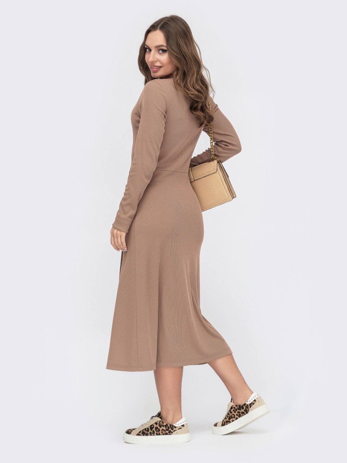 Плаття бежеве з фактурного трикотажу | 78231 Плаття бежеве з фактурного трикотажу | 78231