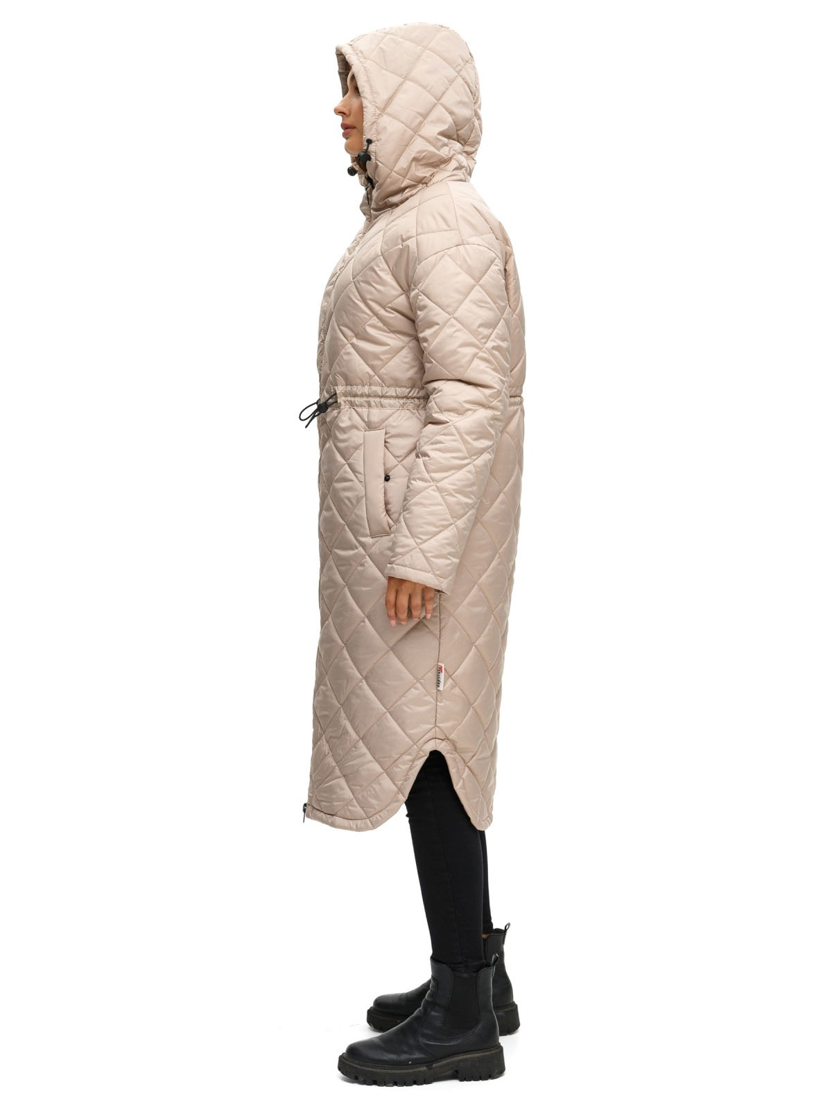 Стьобаний плащ бежевий із каптуром | 77897 Стьобаний плащ бежевий із каптуром | 77897