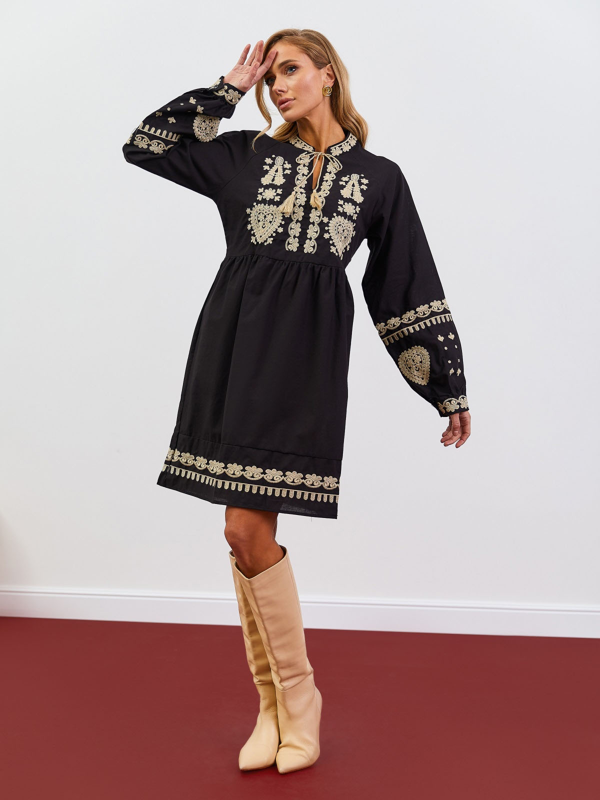 Бавовняна сукня-вишиванка чорна | 77769 Бавовняна сукня-вишиванка чорна | 77769