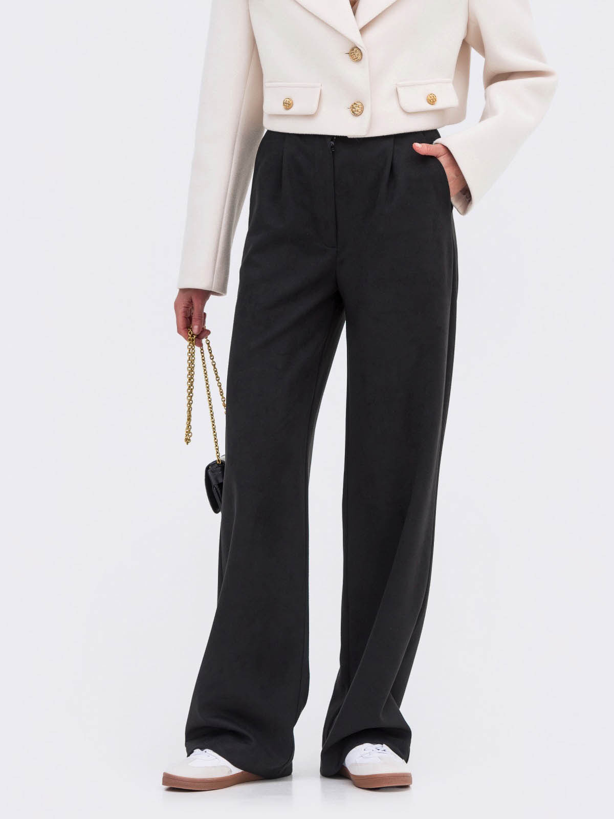 Замшеві штани-палаццо чорні | 77672 Замшеві штани-палаццо чорні | 77672