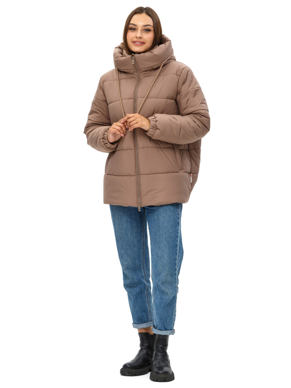 Коротка зимова куртка бежева оверсайз | 77410 Коротка зимова куртка бежева оверсайз | 77410