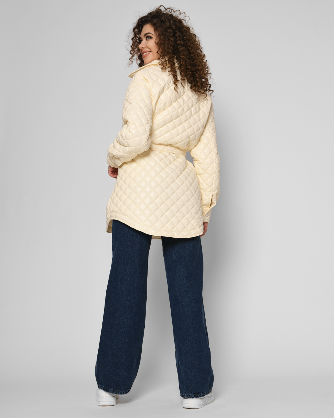 Демісезонна стьобана куртка-сорочка айворі | 78334 Демісезонна стьобана куртка-сорочка айворі | 78334