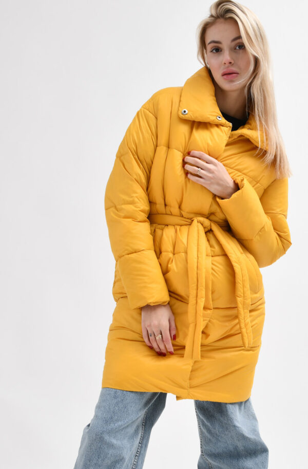 Демісезонна куртка-пальто жовта | 77985