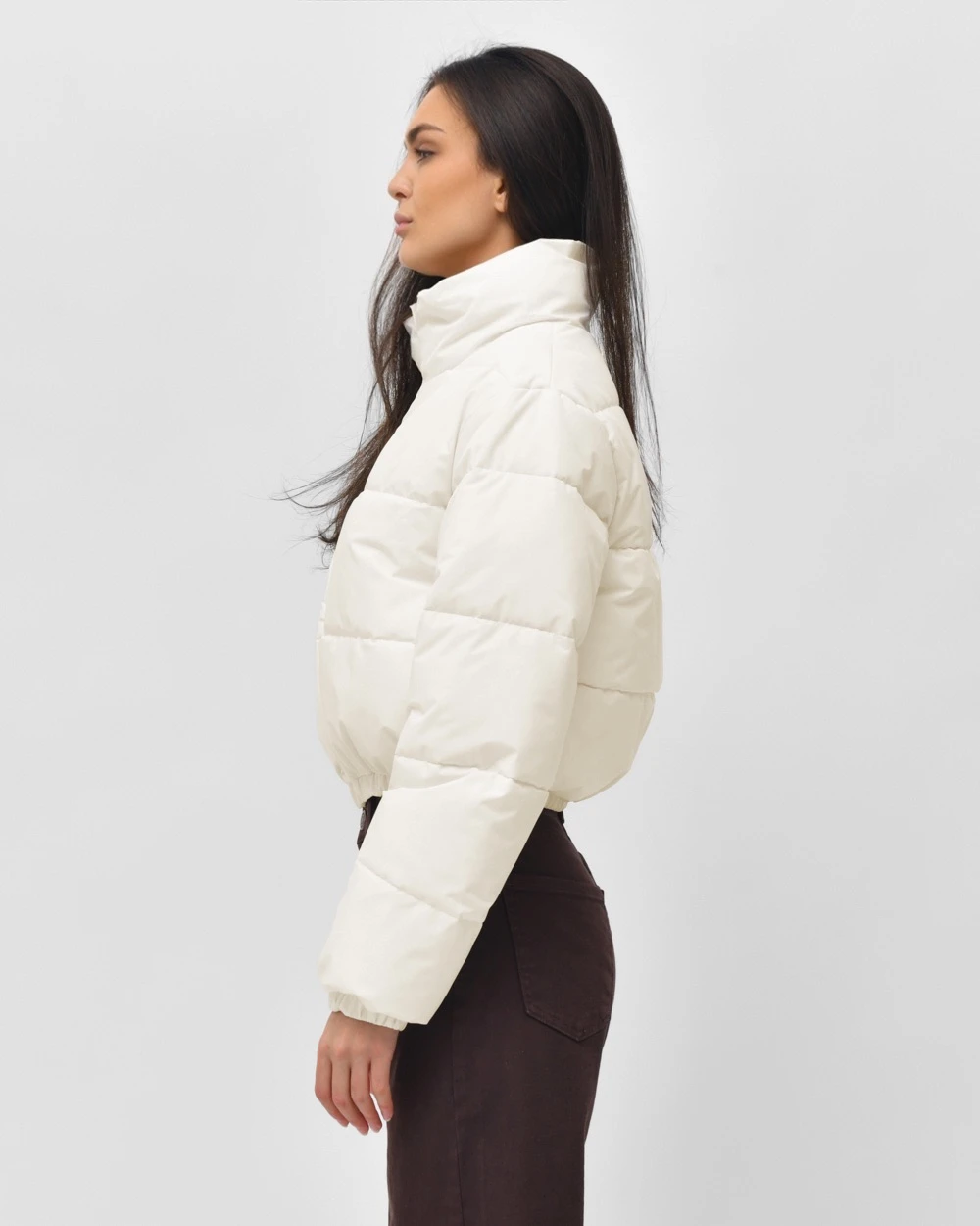 Куртка коротка молочна з високим коміром | 78304 Куртка коротка молочна з високим коміром | 78304