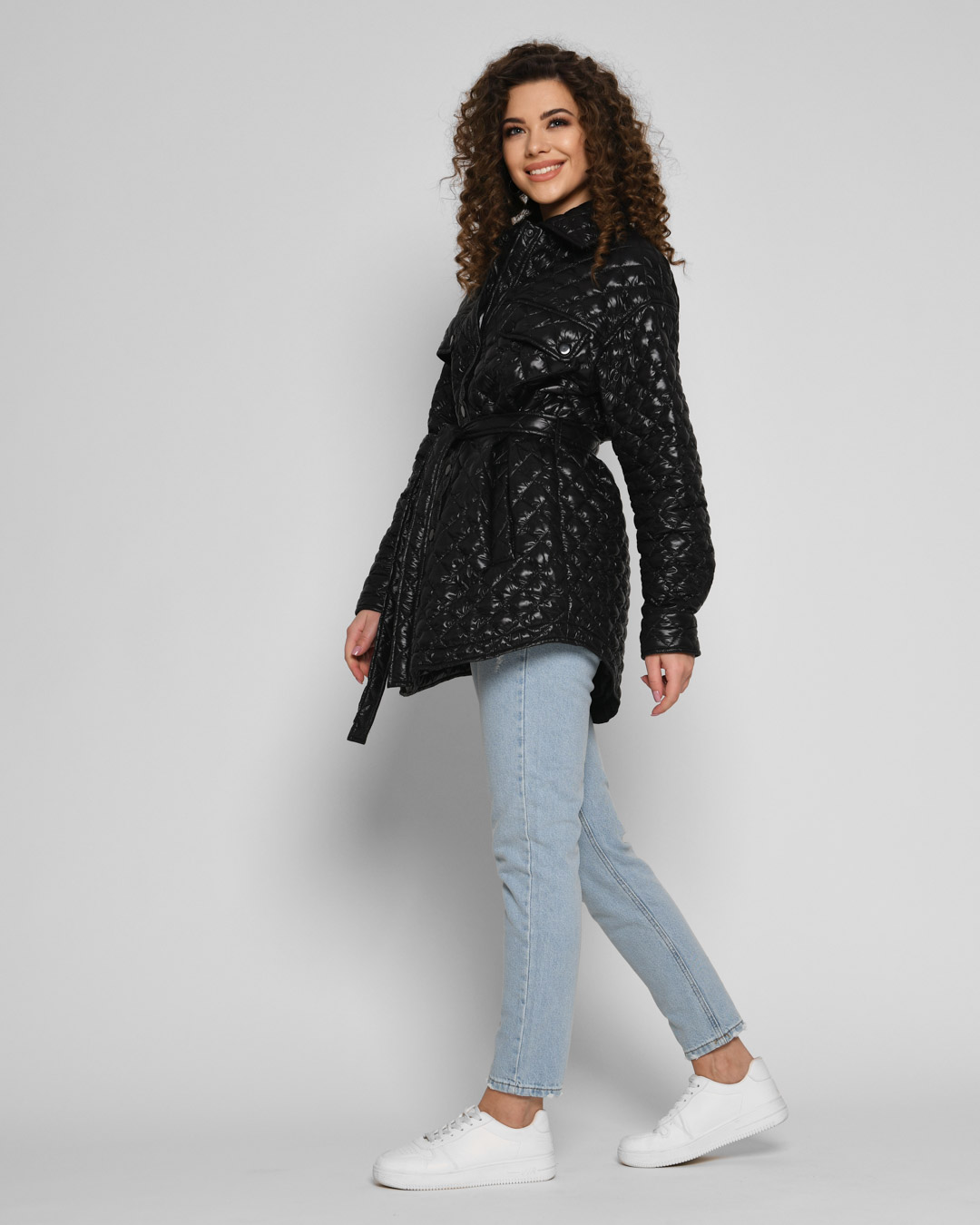 Демісезонна стьобана куртка-сорочка чорна | 78316 Демісезонна стьобана куртка-сорочка чорна | 78316