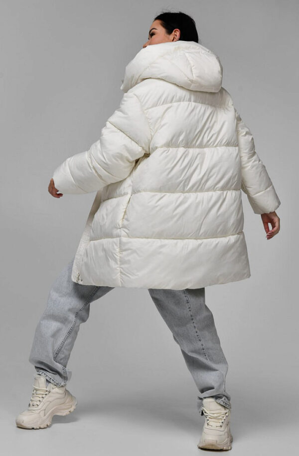 Зимова куртка з капюшоном молочна | 78044