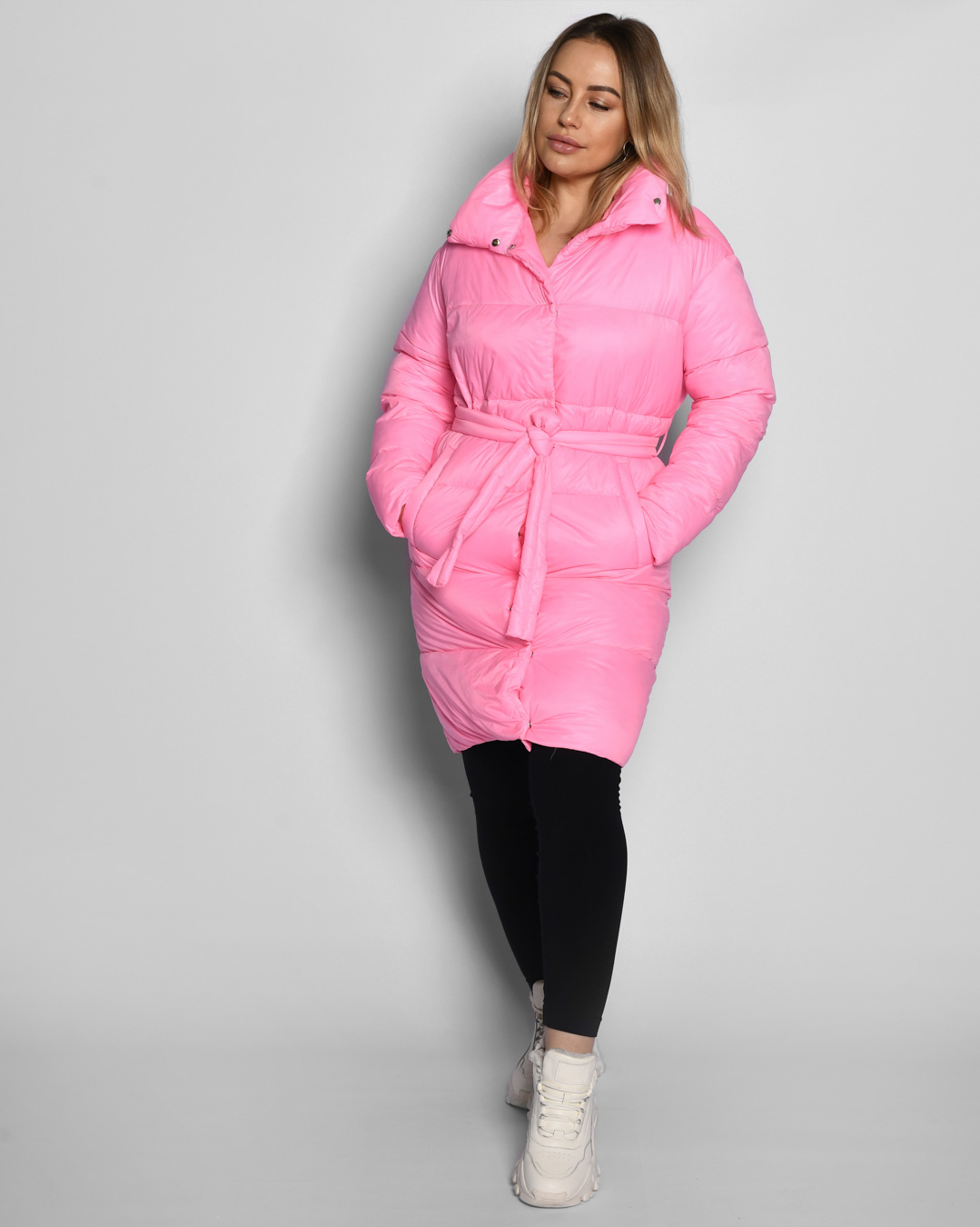 Демісезонна стьобана куртка-пальто рожева | 77941 Демісезонна стьобана куртка-пальто рожева | 77941