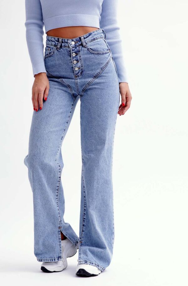 Широкі блакитні джинси з високою посадкою | 77155