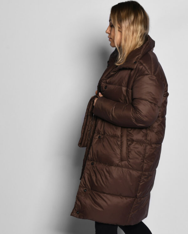 Демісезонна стьобана куртка-пальто коричнева | 77964