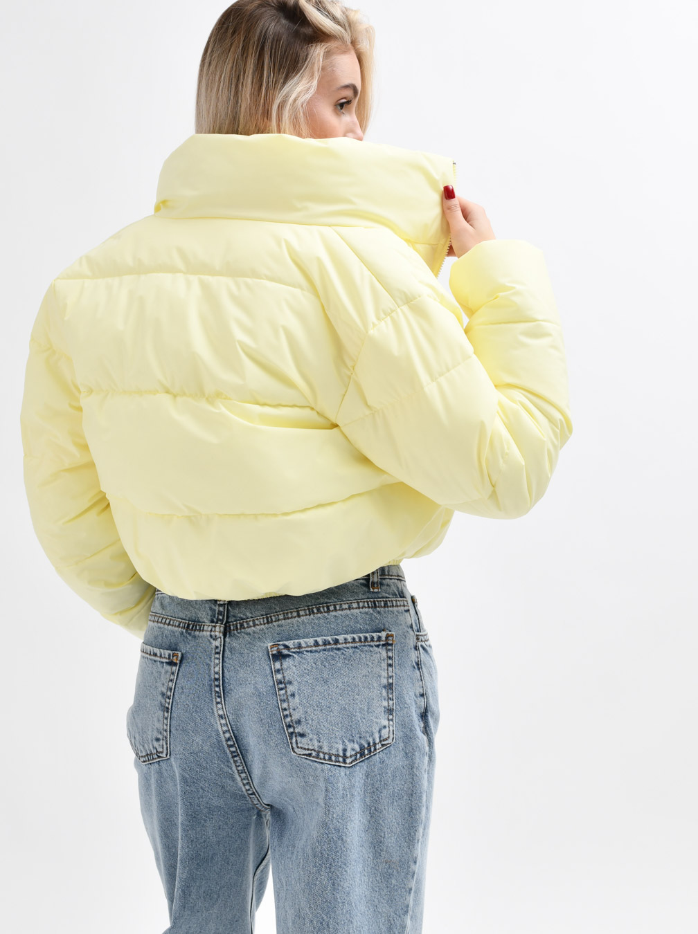 Куртка коротка лимонна з високим коміром | 78293 Куртка коротка лимонна з високим коміром | 78293
