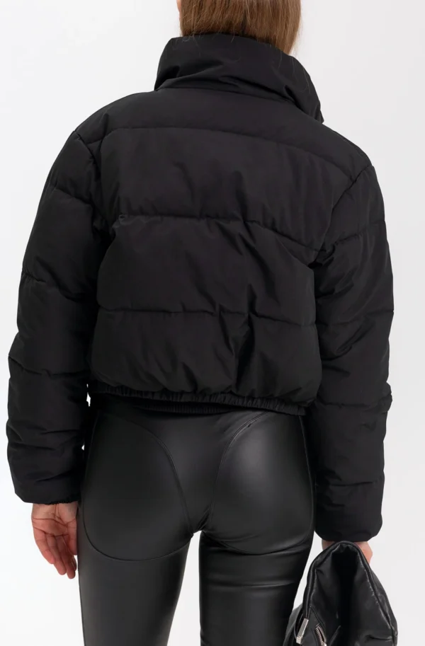 Куртка коротка чорна з високим коміром | 78282