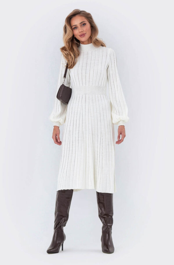 Сукня-кльош біла дрібної в'язки | 77340