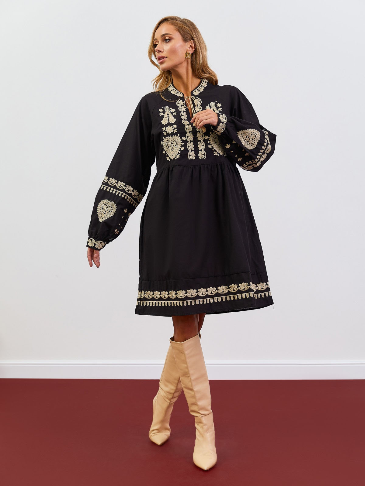 Бавовняна сукня-вишиванка чорна | 77769 Бавовняна сукня-вишиванка чорна | 77769