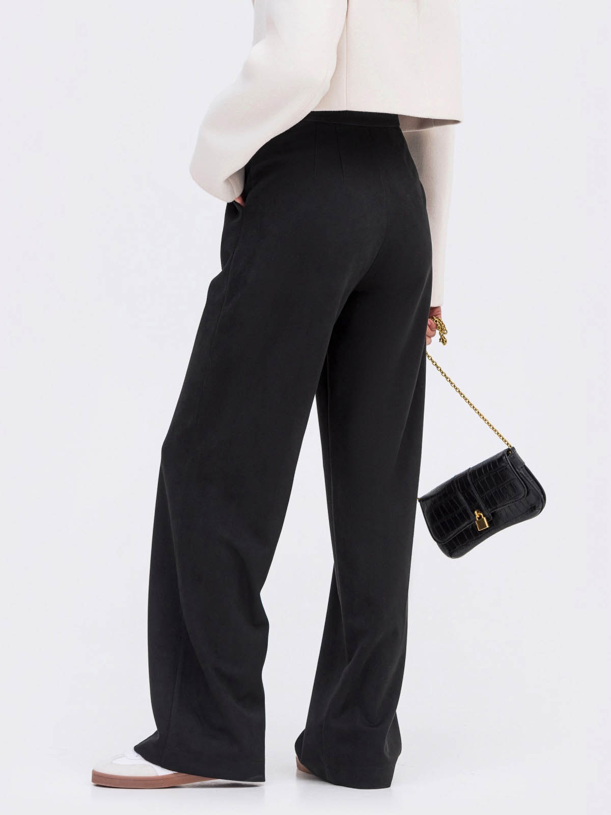 Замшеві штани-палаццо чорні | 77672 Замшеві штани-палаццо чорні | 77672