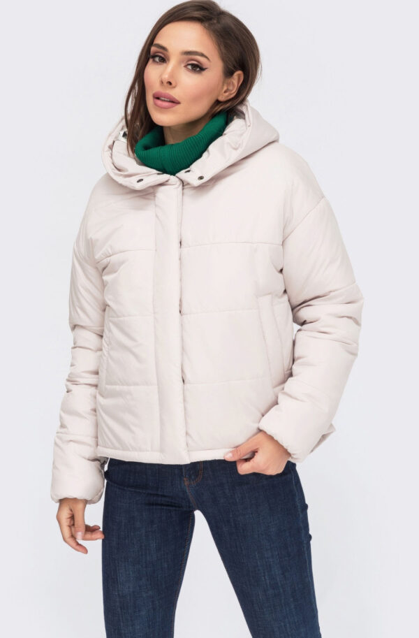 Демісезонна коротка куртка світло-бежева | 78161