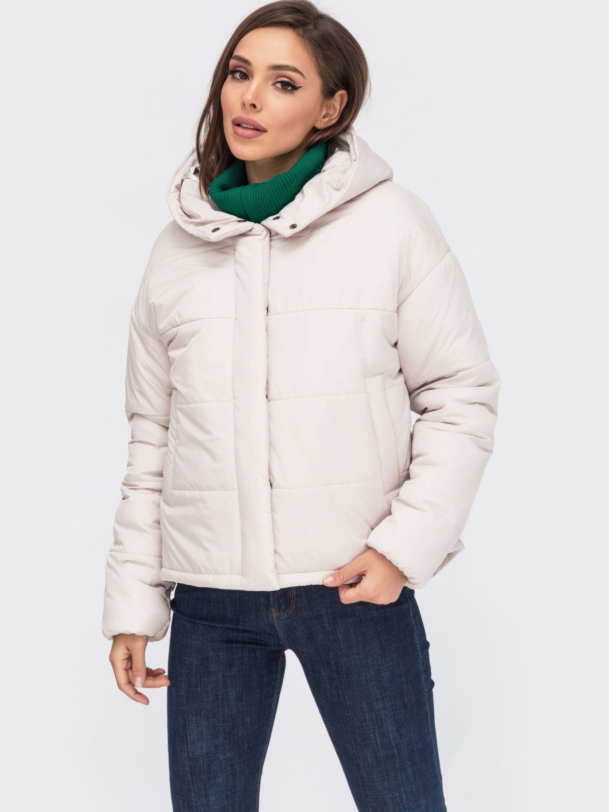 Демісезонна коротка куртка світло-бежева | 78161