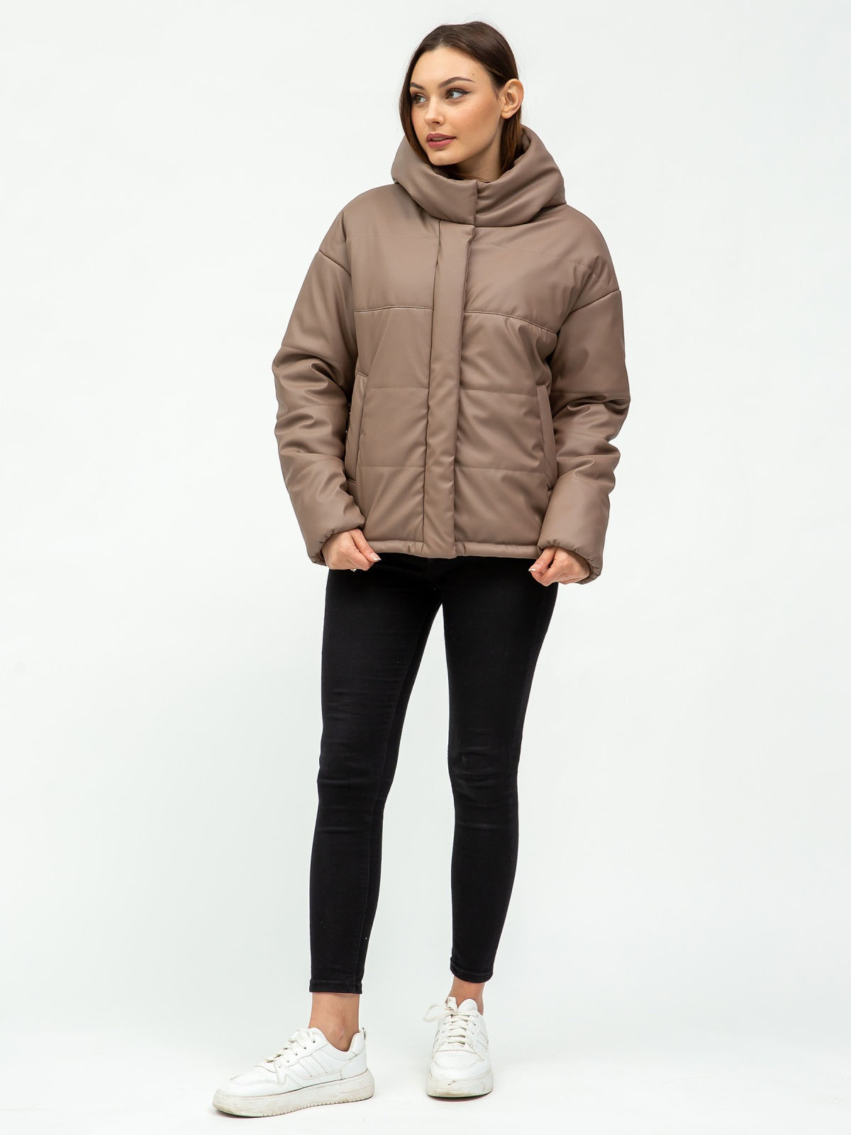 Демісезонна куртка з капюшоном бежева | 77905