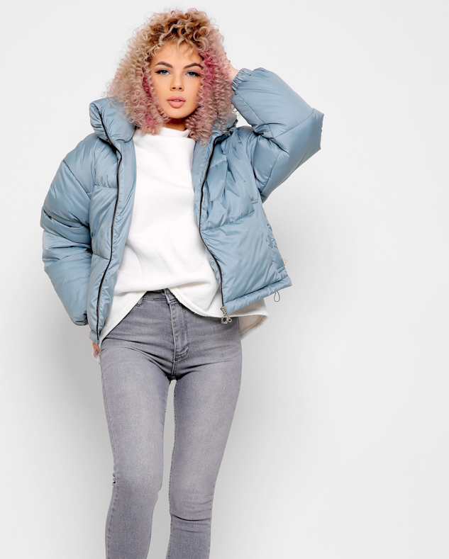 Демісезонна куртка м'ятна з високим коміром | 78269 Демісезонна куртка м'ятна з високим коміром | 78269