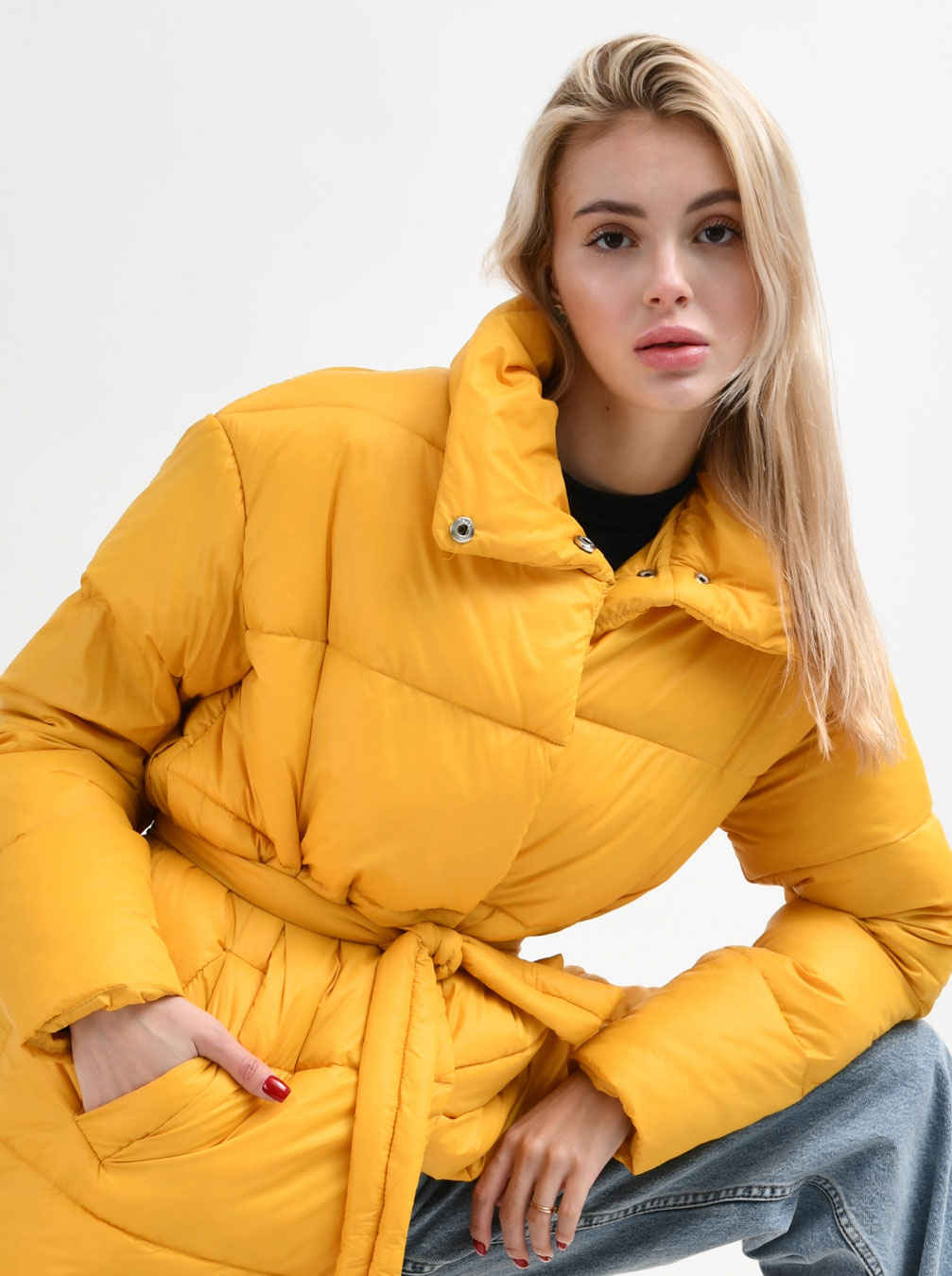 Демісезонна куртка-пальто жовта | 77985