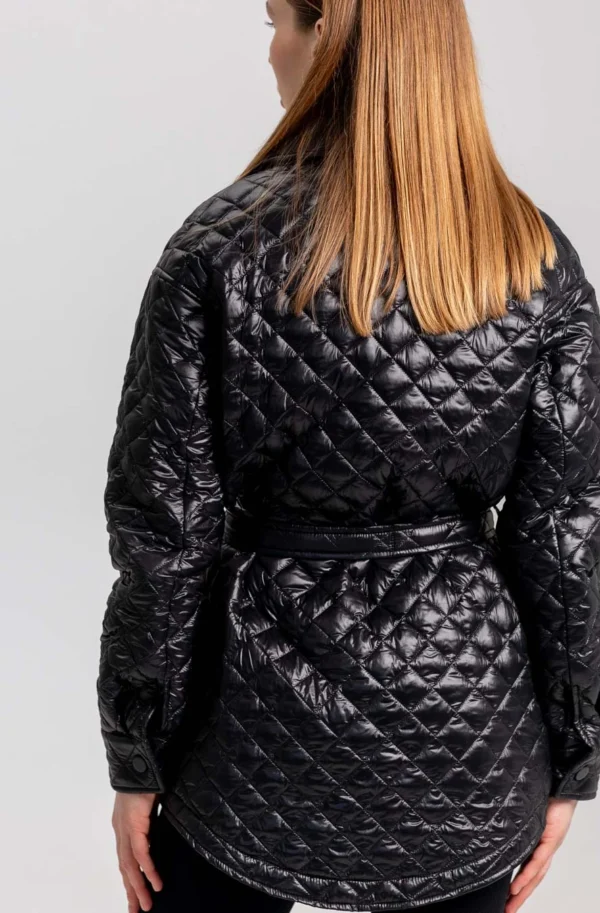Демісезонна стьобана куртка-сорочка чорна | 78316