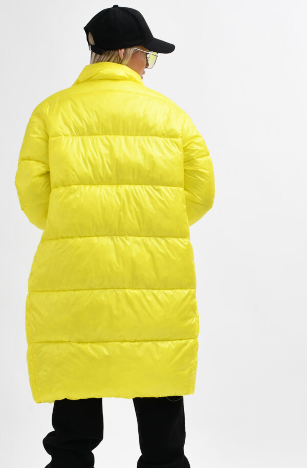 Демісезонна стьобана куртка-пальто лимонна