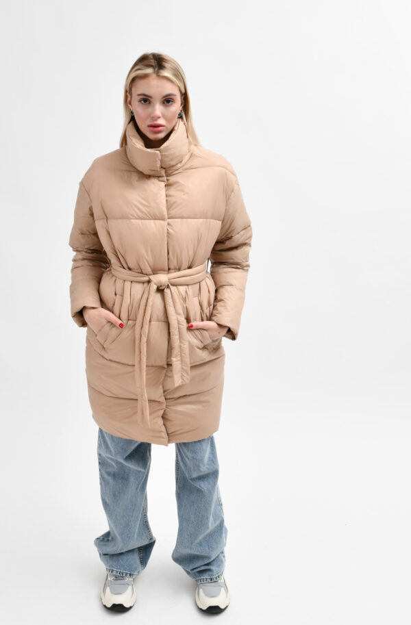 Демісезонна куртка-пальто капучино | 77994