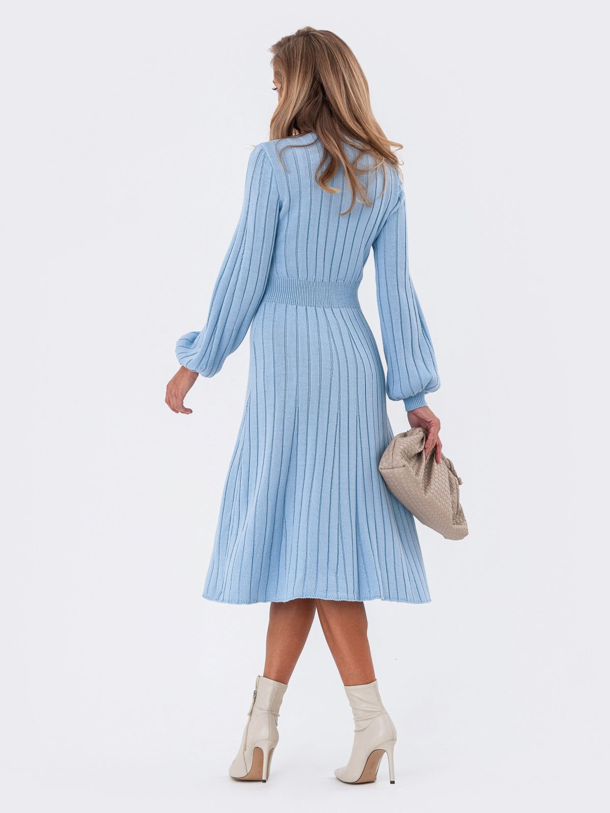 Сукня-кльош блакитна дрібної в'язки | 77525