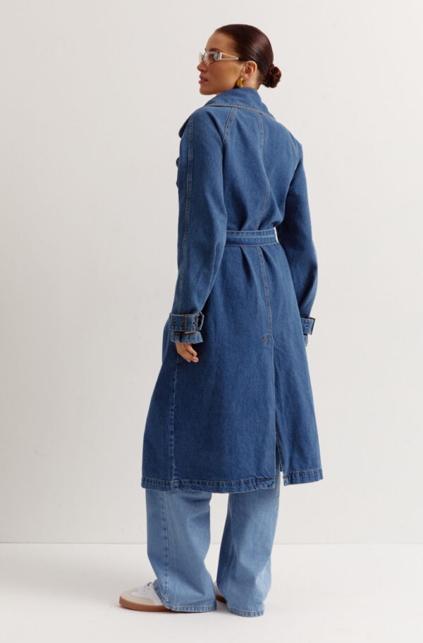 Джинсовий плащ міді синій з бавовни | 77852