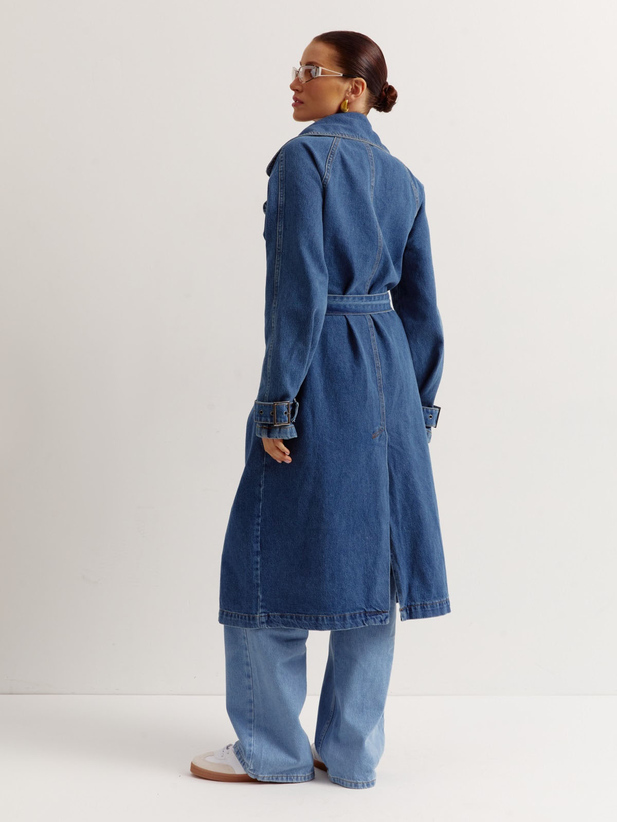 Джинсовий плащ міді синій з бавовни | 77852