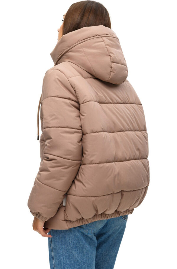 Коротка зимова куртка бежева оверсайз | 77410