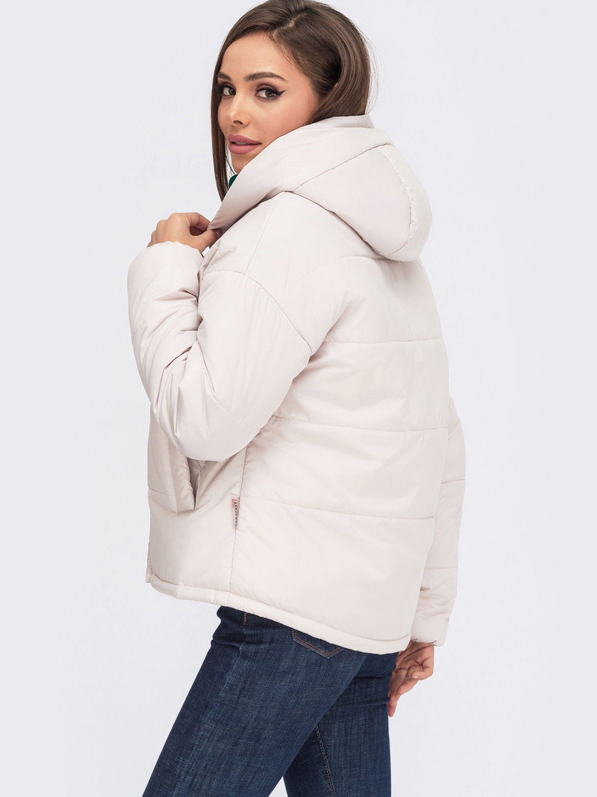 Демісезонна коротка куртка світло-бежева | 78161