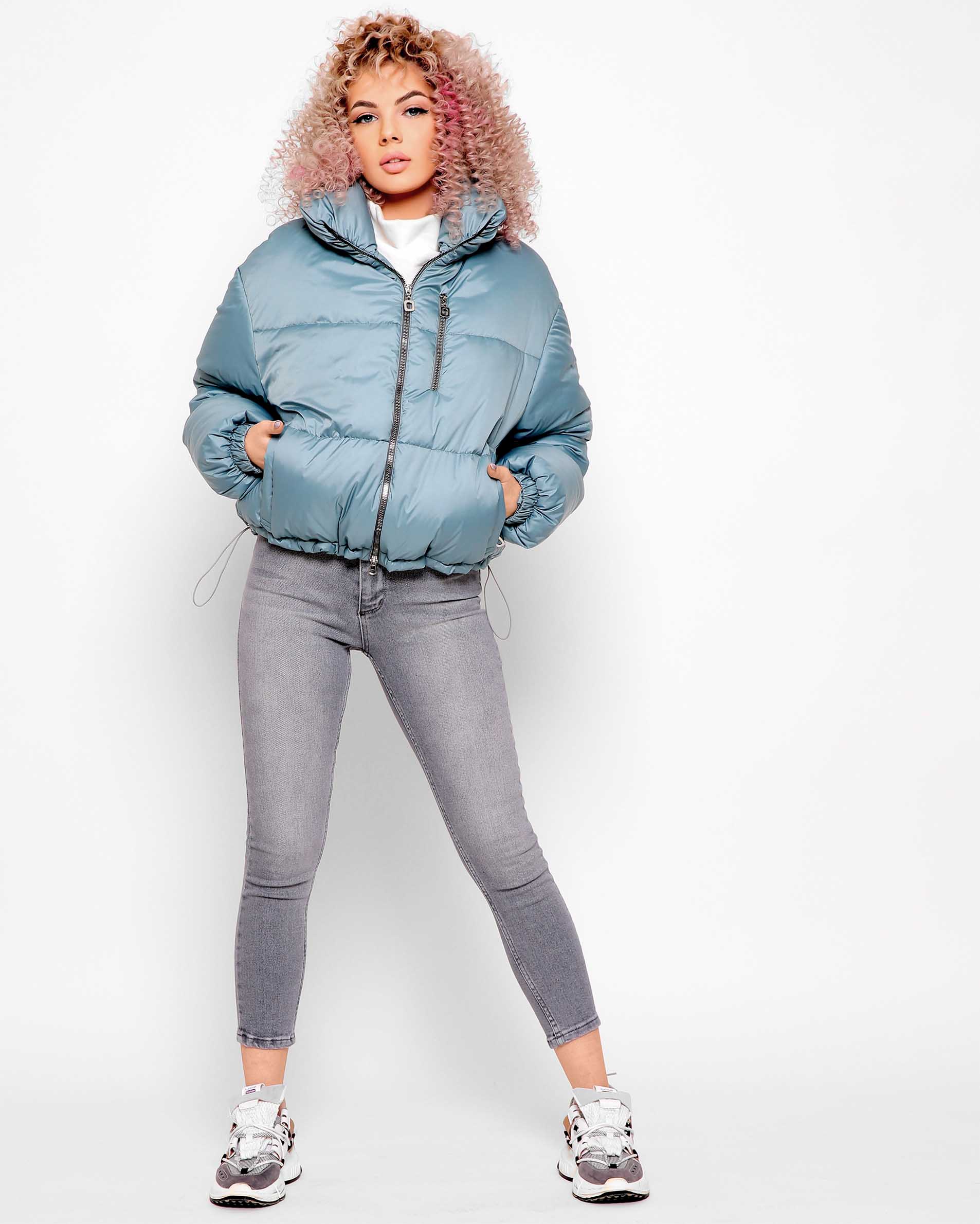 Демісезонна куртка м'ятна з високим коміром | 78269 Демісезонна куртка м'ятна з високим коміром | 78269