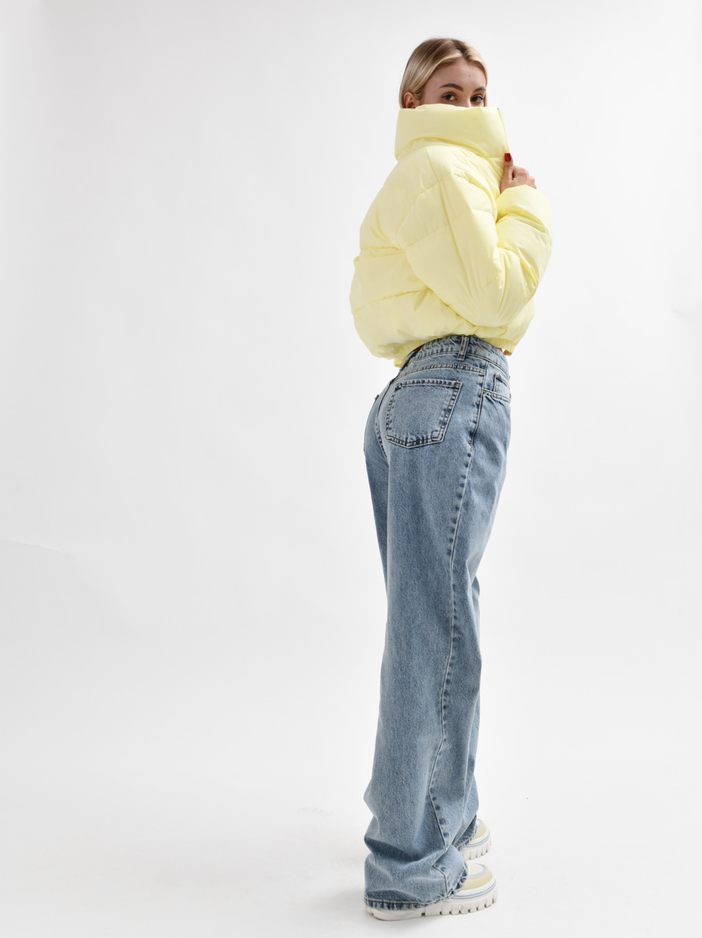 Куртка коротка лимонна з високим коміром | 78293 Куртка коротка лимонна з високим коміром | 78293