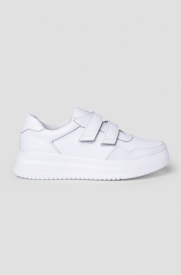 Жіночі шкіряні кеди на липучках білі | 79415