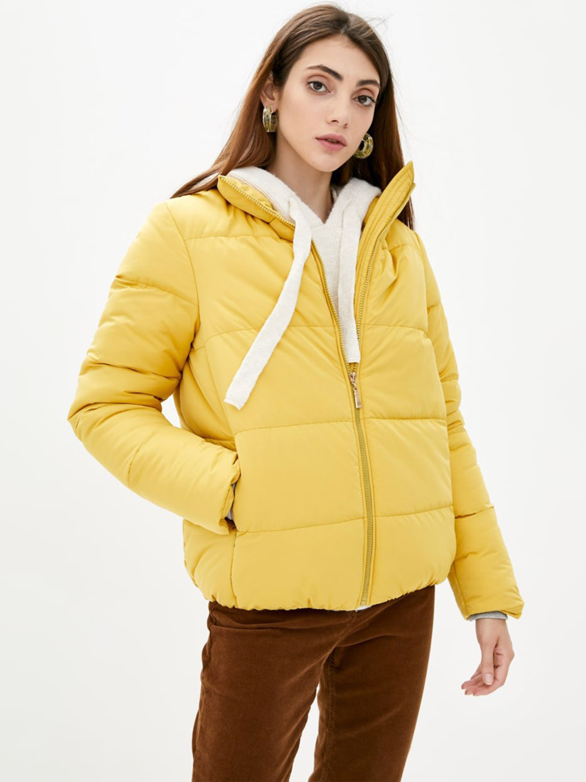 Демісезонна куртка жовта з коміром-стійкою | 79651