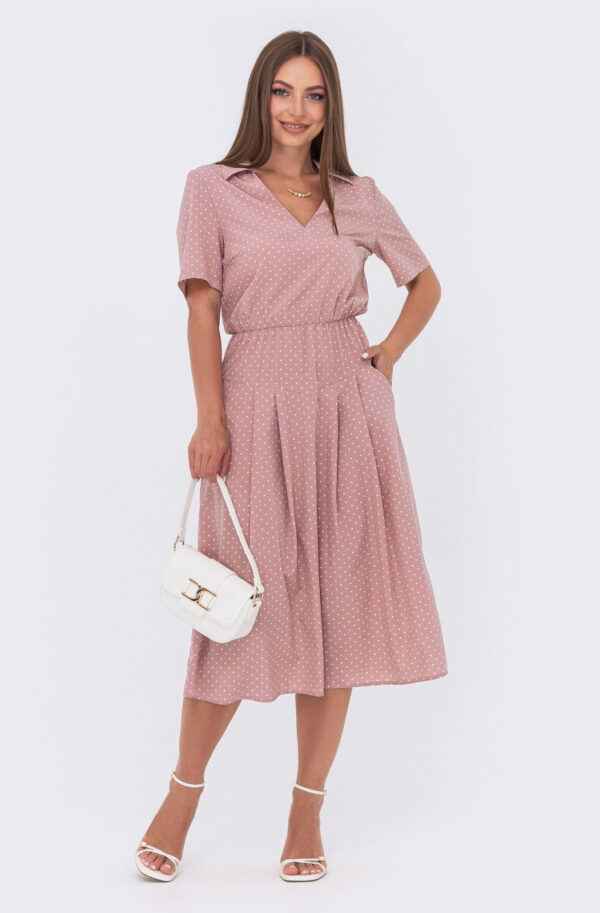 Літня сукня рожева у дрібний горошок | 79754