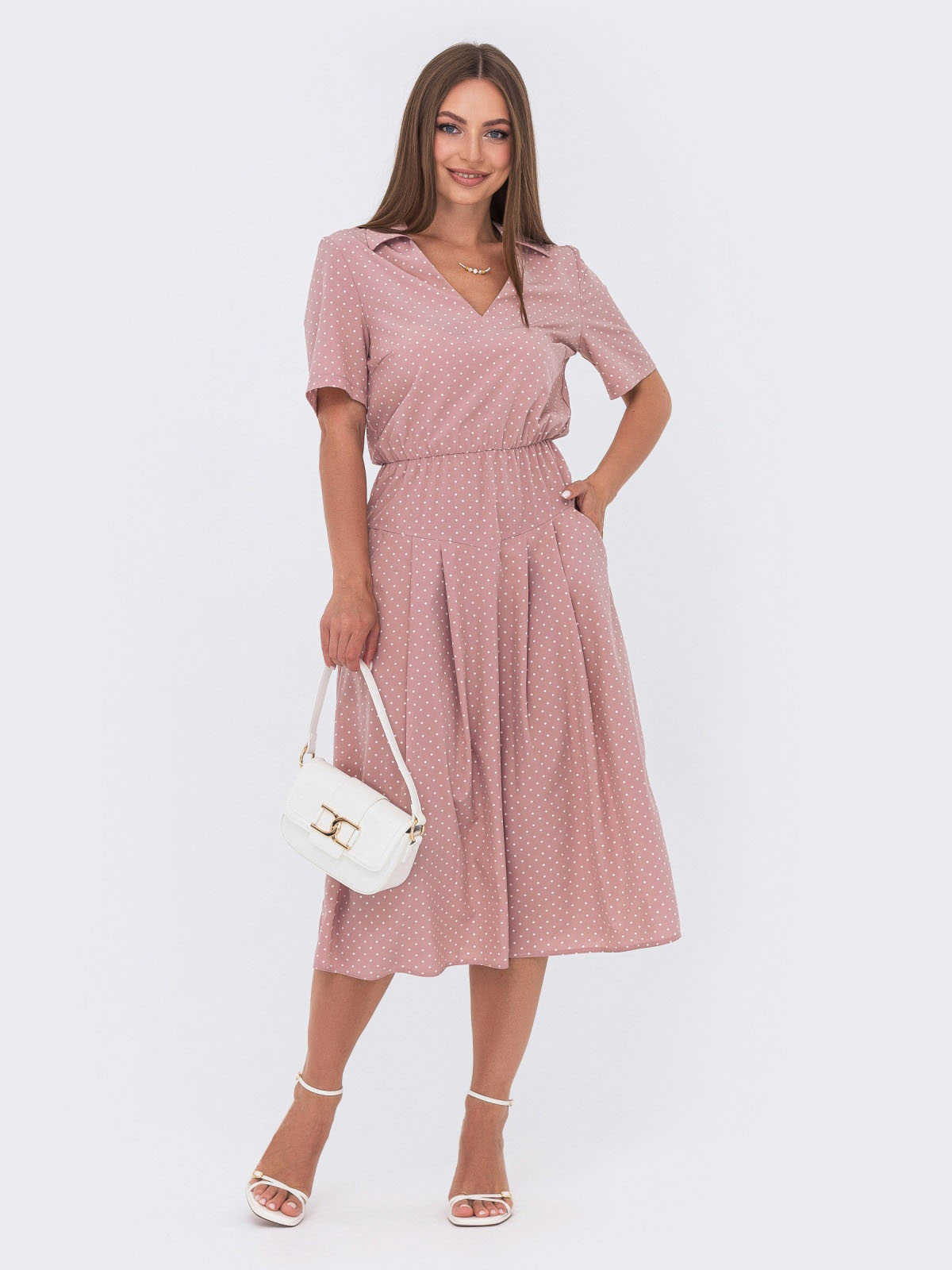 Літня сукня рожева у дрібний горошок | 79754 Літня сукня рожева у дрібний горошок | 79754