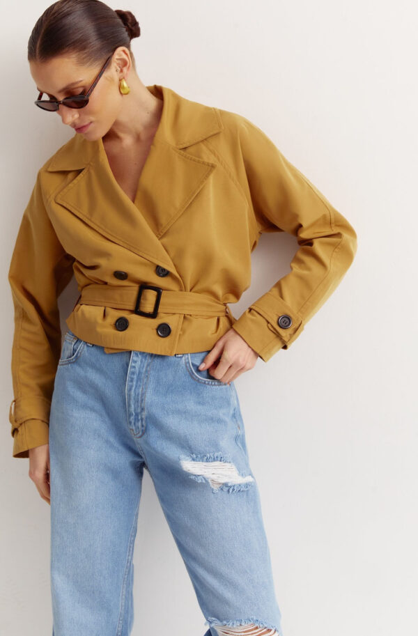 Жіночий короткий плащ-жакет бежевий | 79115