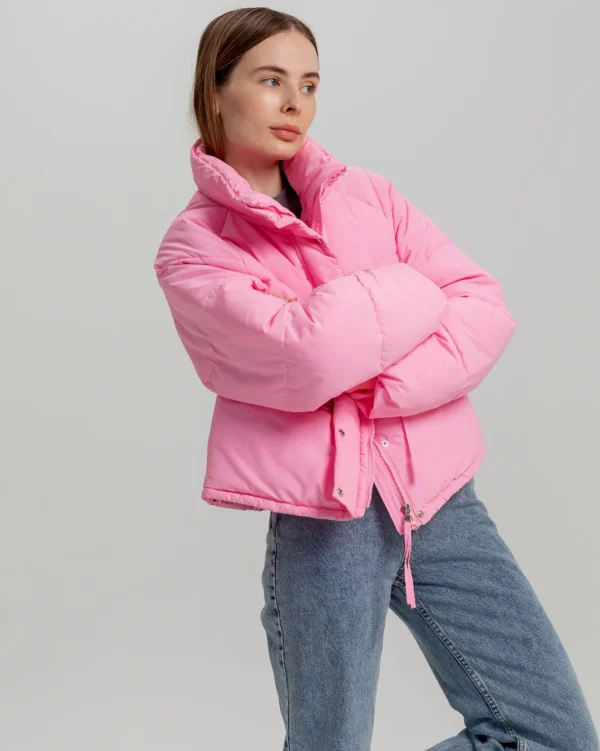 Демісезонна коротка куртка oversize рожева | 78393