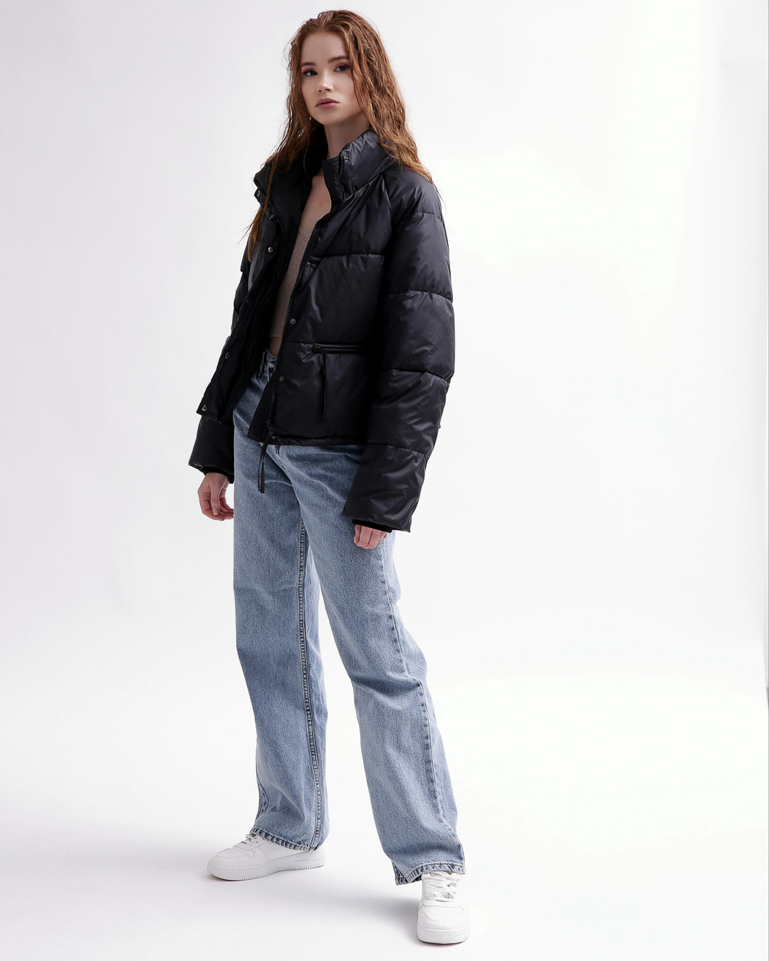 Демісезонна коротка куртка oversize чорна | 78373