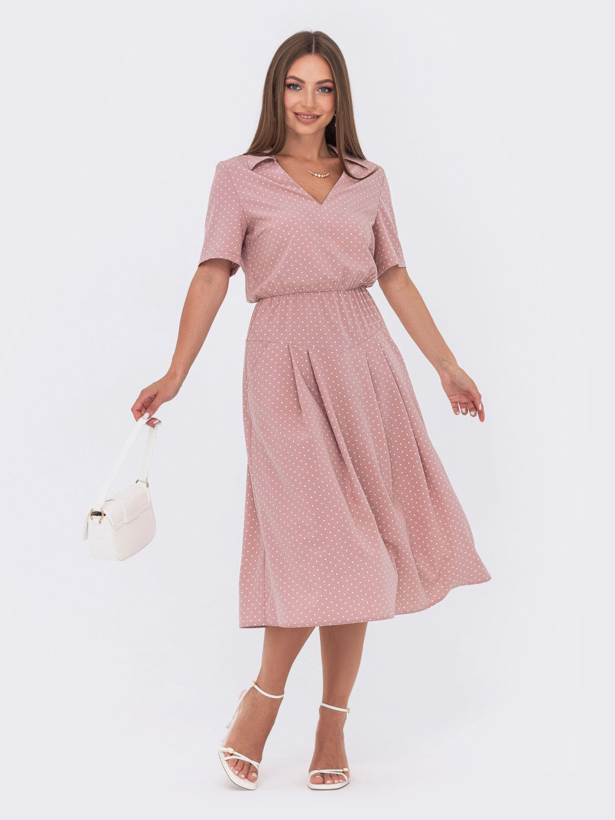 Літня сукня рожева у дрібний горошок | 79754 Літня сукня рожева у дрібний горошок | 79754