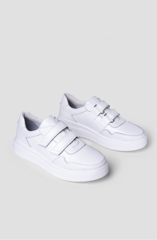 Жіночі шкіряні кеди на липучках білі | 79415