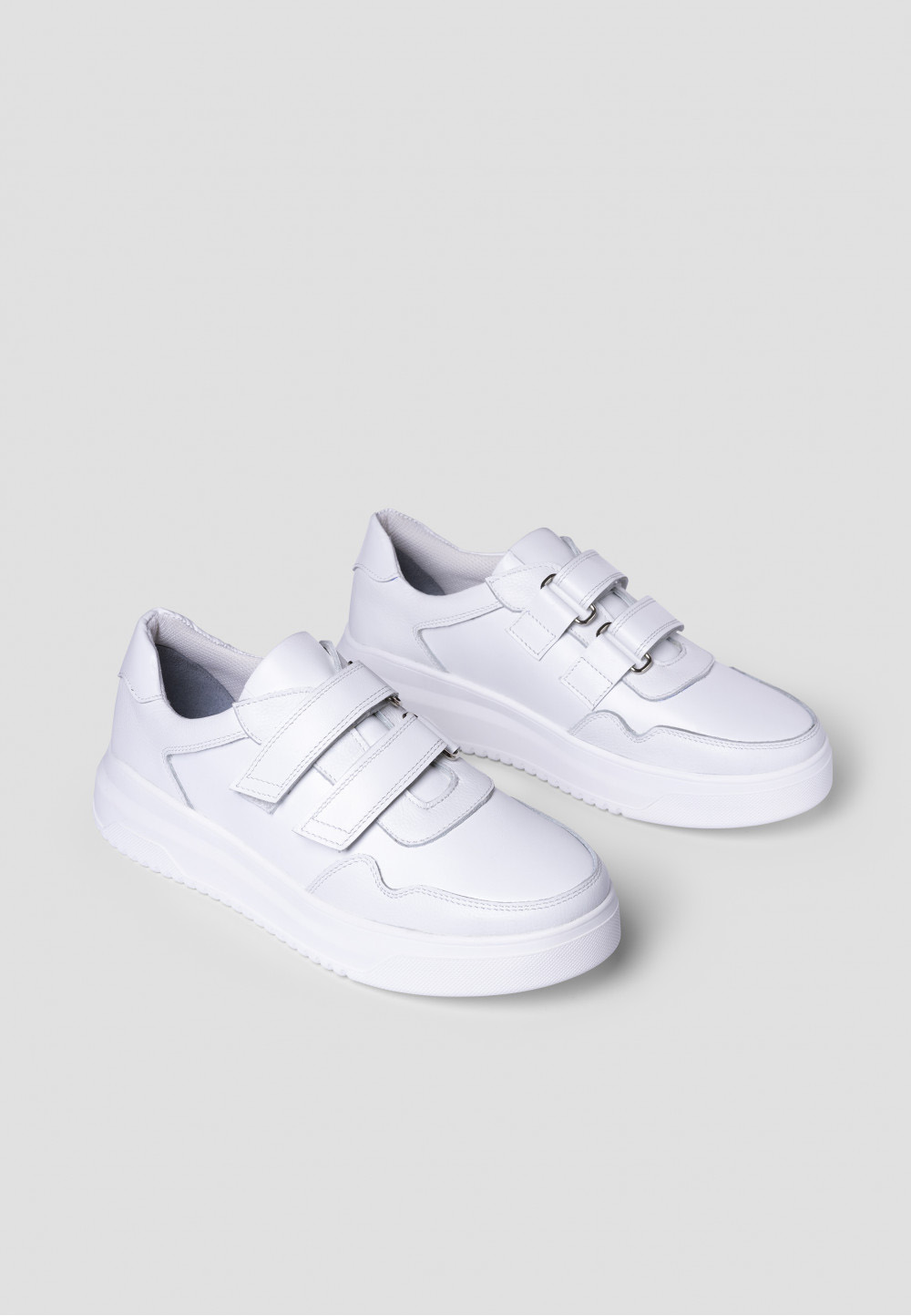 Жіночі шкіряні кеди на липучках білі | 79415