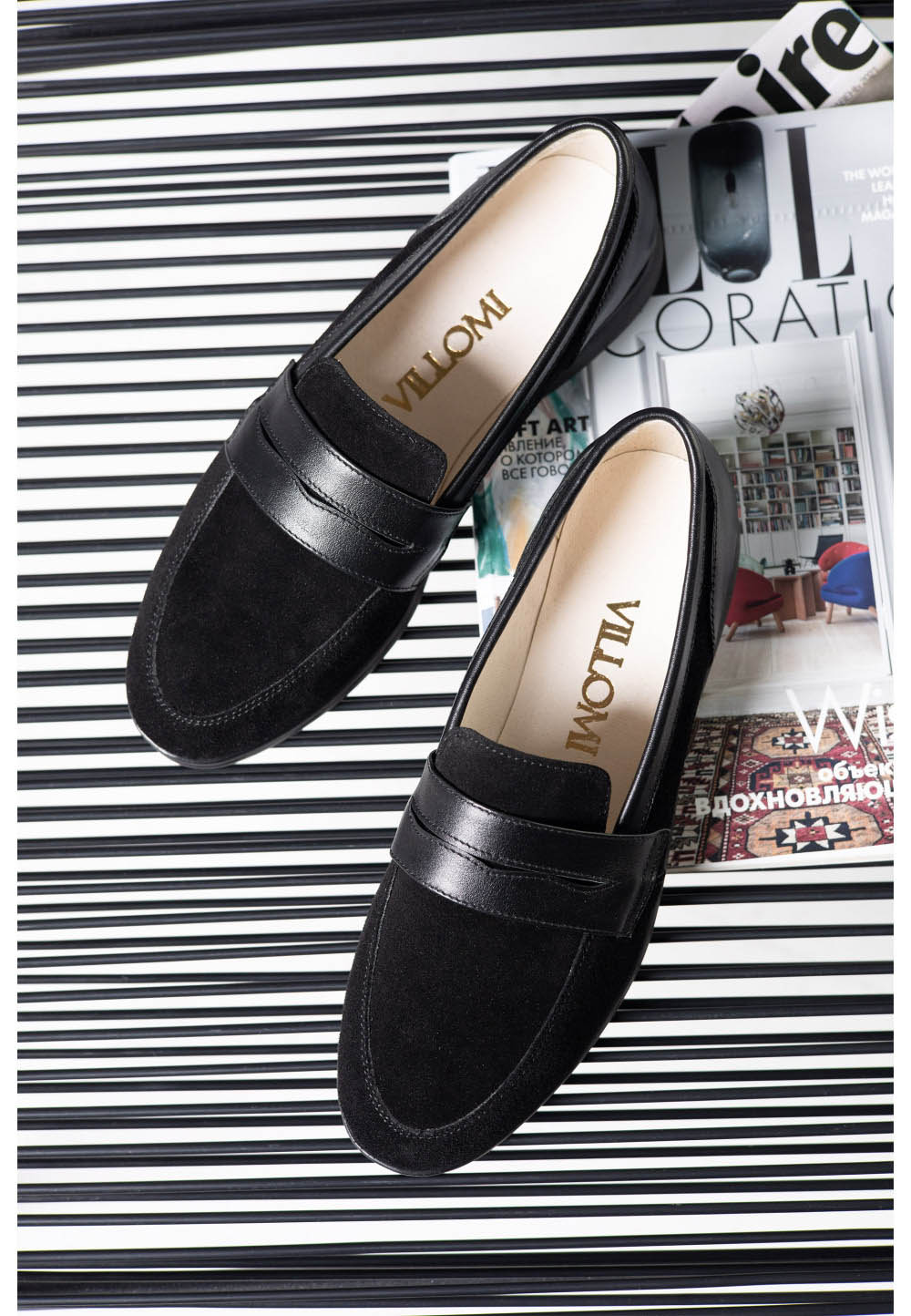 Замшеві туфлі чорні зі шкіряною вставкою | 79479
