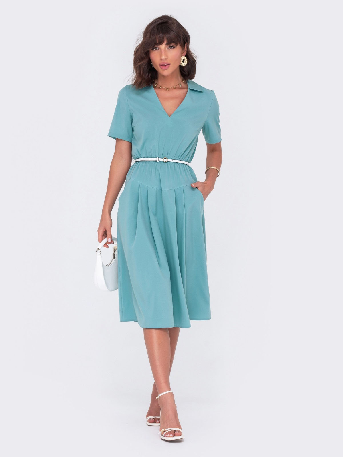 Літня розкльошена сукня бірюзова | 79743 Літня розкльошена сукня бірюзова | 79743