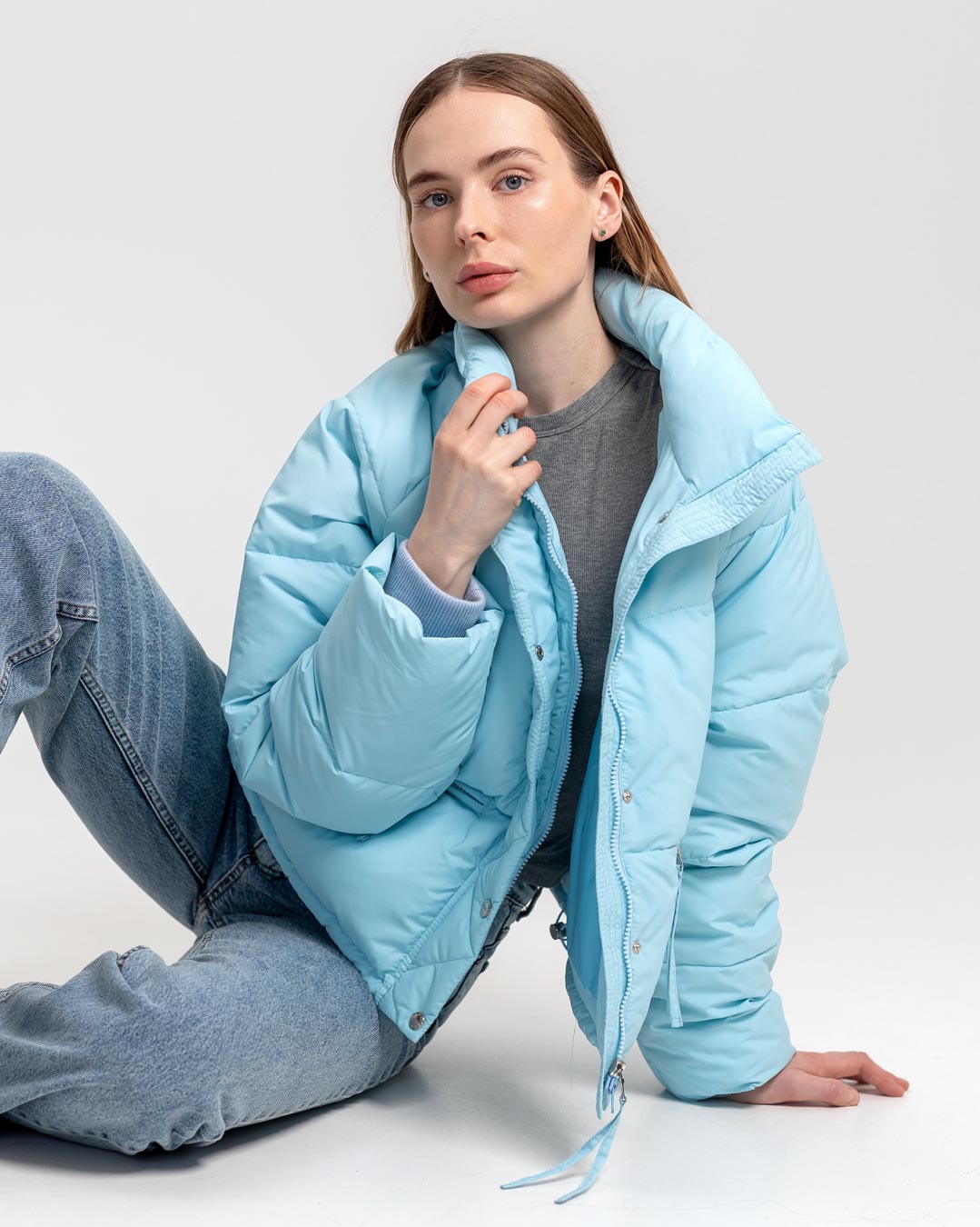 Демісезонна коротка куртка oversize блакитна | 78383