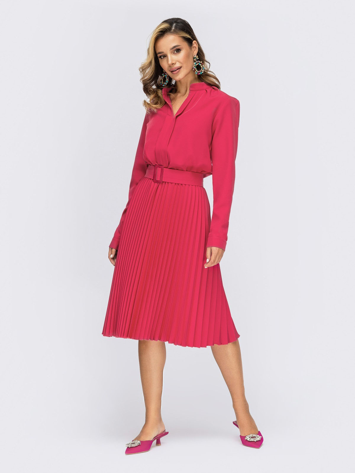 Плаття рожеве зі спідницею-плісе | 78950 Плаття рожеве зі спідницею-плісе | 78950