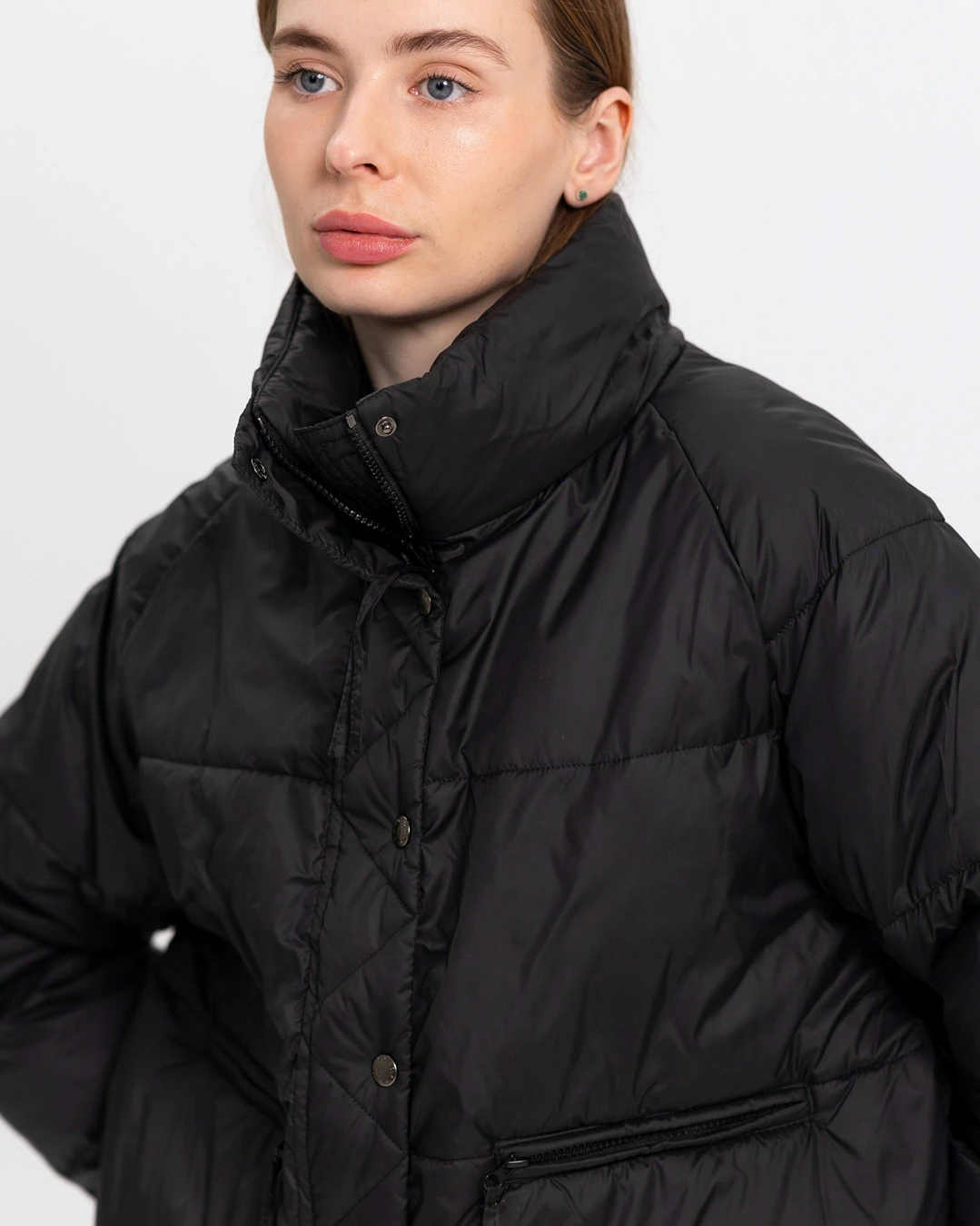 Демісезонна коротка куртка oversize чорна | 78373