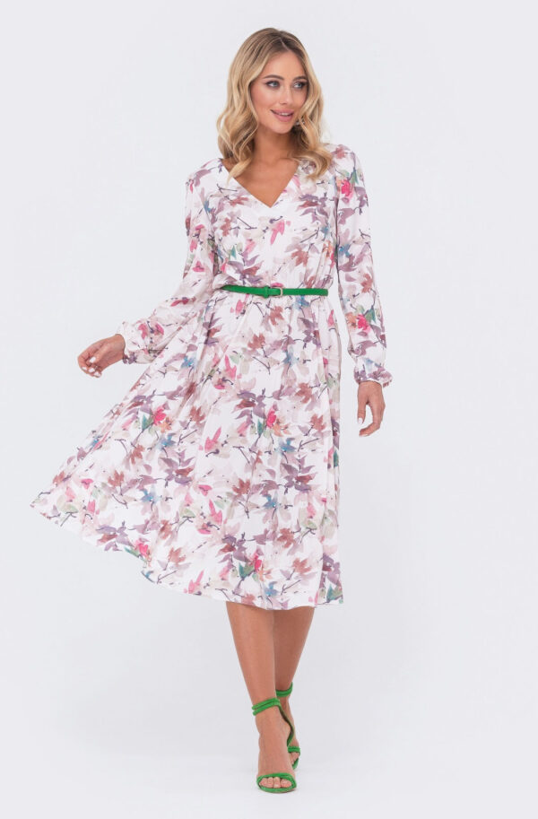 Сукня біла в принт Листя з легкого софту | 78930